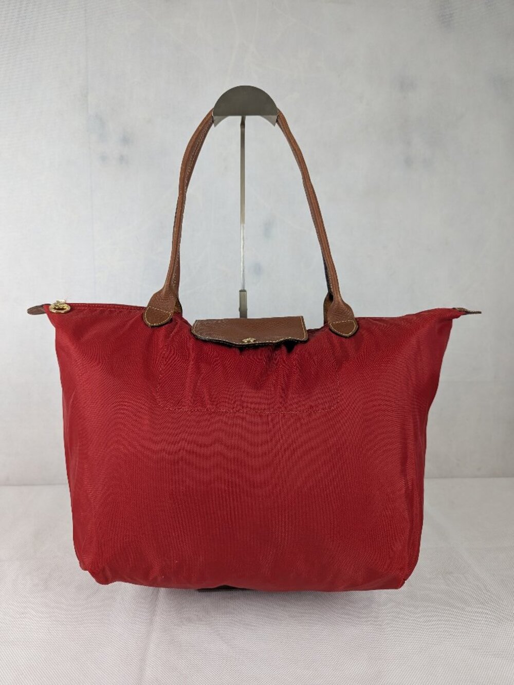 Used Longchamp Le Pliage - Authentic Tote Shoulder Red Nylon Bag Made in China.